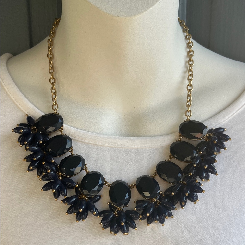 J. Crew Black Acrylic Faceted Necklace